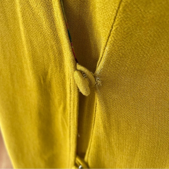 Free People Golden Yellow Floral Print Button Front Jaimie Midi Dress Size XS - Picture 8 of 9